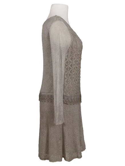 Strickkleid mit Spitze in taupe von Diana