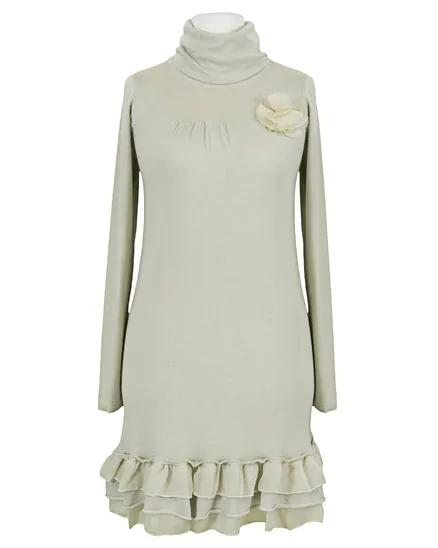 Stricktunika mit Volant in beige von fashion made in italy