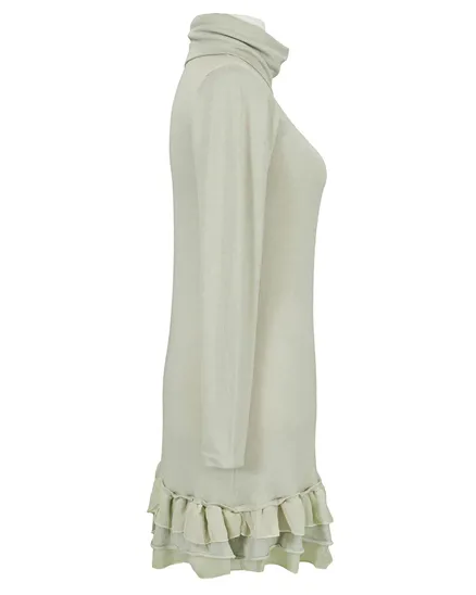 Stricktunika mit Volant in beige von fashion made in italy