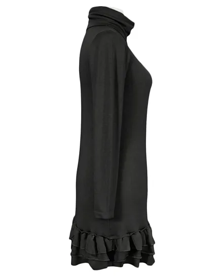 Stricktunika mit Volant in schwarz von fashion made in italy