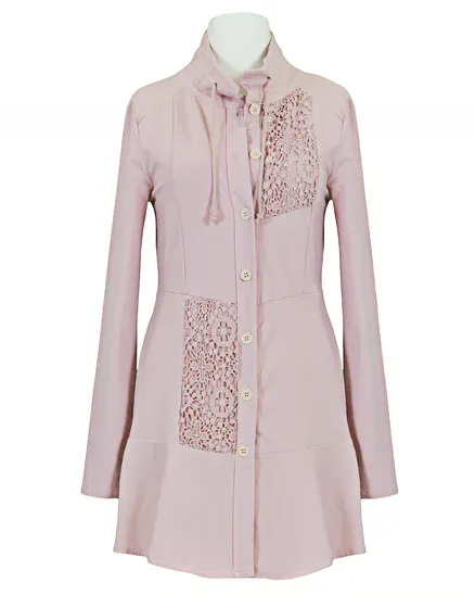 Sweatjacke mit H�kelspitze in rosa von RESTART