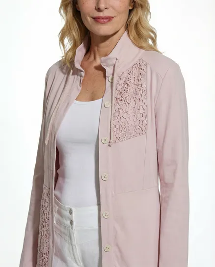 Sweatjacke mit H�kelspitze in rosa von RESTART