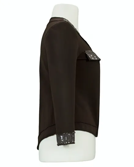 Sweatjacke mit Pailletten in braun von RESTART