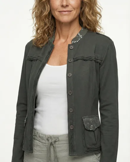 Sweatjacke mit Pailletten in grau von RESTART