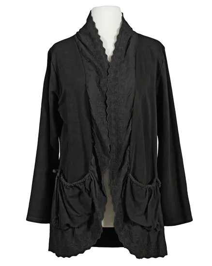 Cardigan mit Spitze in schwarz von Diana