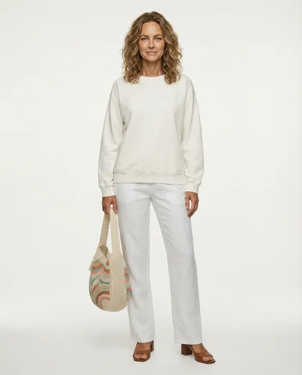 Sweatshirt Baumwolle in ecru von Made in Italy