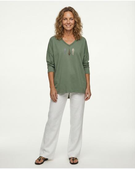 Sweatshirt mit Print in khaki von Michelle