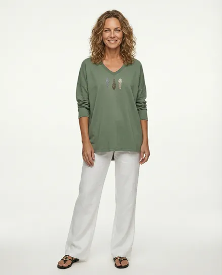 Sweatshirt mit Print in khaki von Michelle