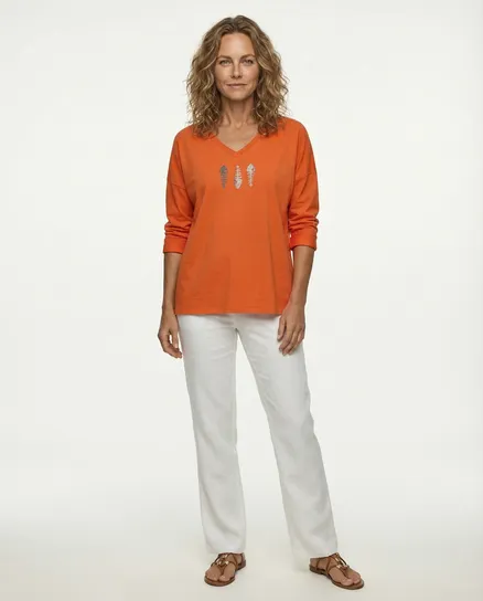 Sweatshirt mit Print in orange von Michelle