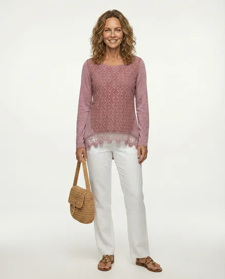 Sweatshirt Spitze in rosa von Diana