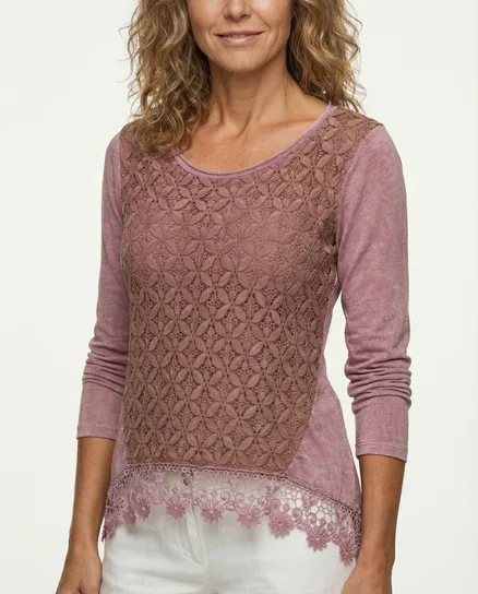 Sweatshirt Spitze in rosa von Diana