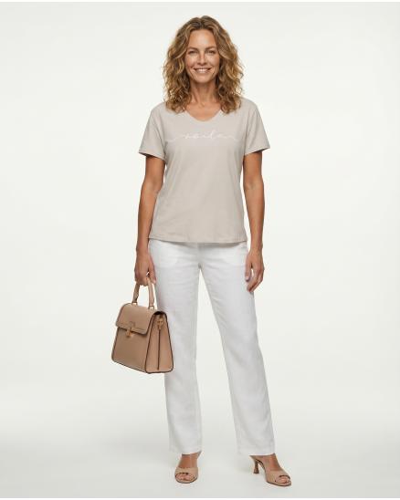 T-Shirt Baumwolle in beige von Made in Italy