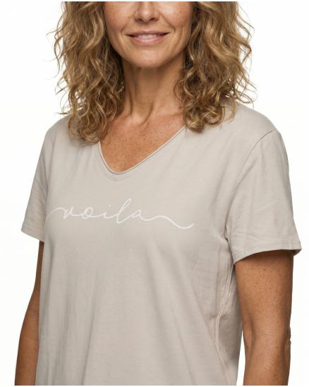 T-Shirt Baumwolle in beige von Made in Italy