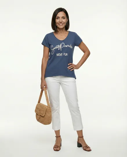 T-Shirt Baumwolle in blau von Made in Italy