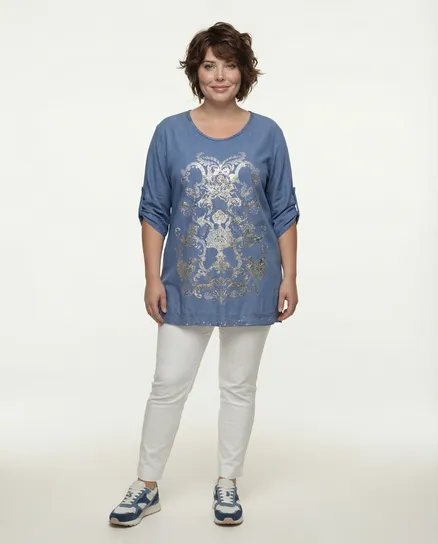 T-Shirt mit Print in blau von Fashion Line