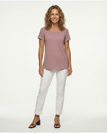 T-Shirt Rippstrick in altrosa von Italia Moda