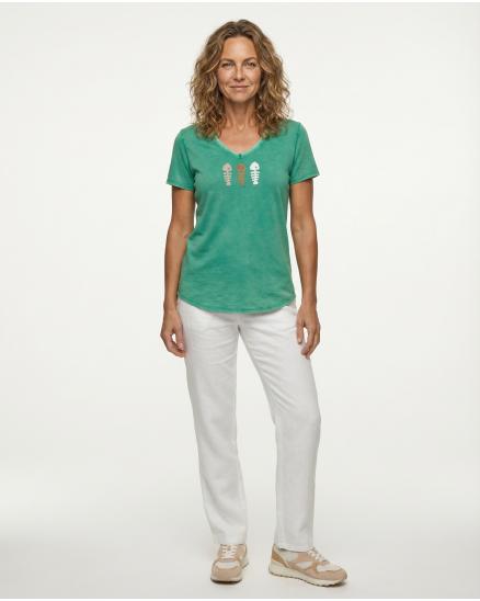 T-Shirt V-Ausschnitt in gr�n von Made in Italy