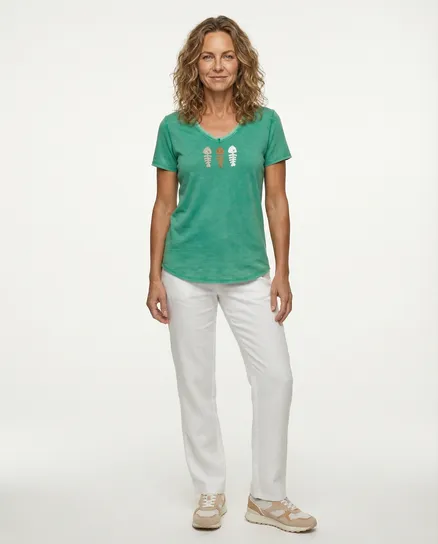 T-Shirt V-Ausschnitt in gr�n von Made in Italy