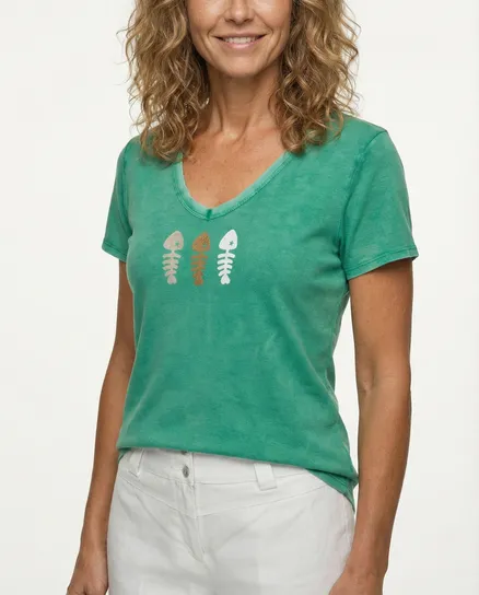 T-Shirt V-Ausschnitt in gr�n von Made in Italy