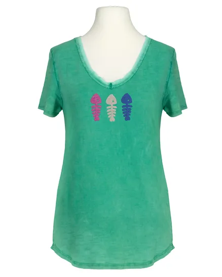 T-Shirt V-Ausschnitt in gr�n von Made in Italy