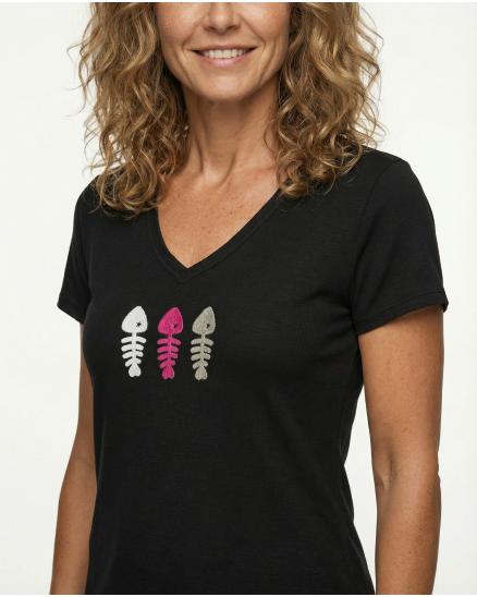 T-Shirt V-Ausschnitt in schwarz von Made in Italy