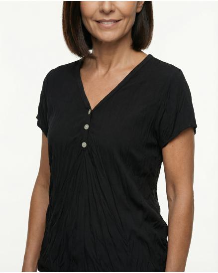 T-Shirt V-Ausschnitt in schwarz von Made in Italy