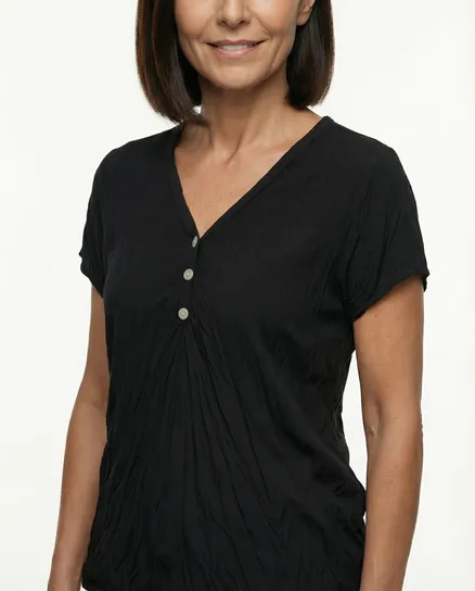 T-Shirt V-Ausschnitt in schwarz von Made in Italy