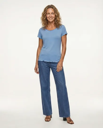 T-Shirt Viskose in blau von Made in Italy