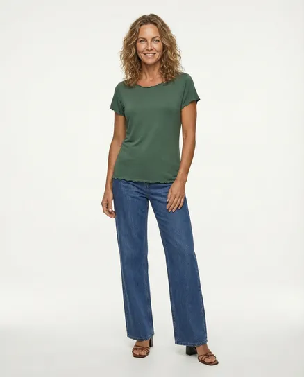 T-Shirt Viskose in oliv von Made in Italy
