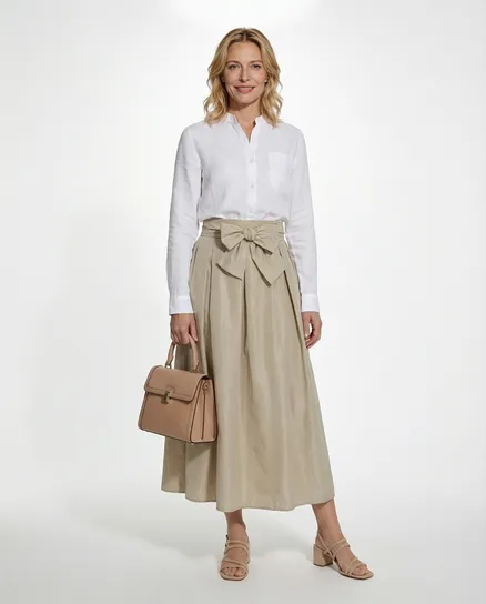 Taftrock Maxi in beige von Made in Italy
