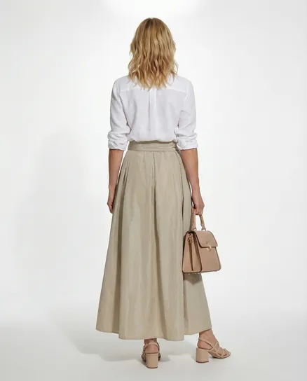 Taftrock Maxi in beige von Made in Italy