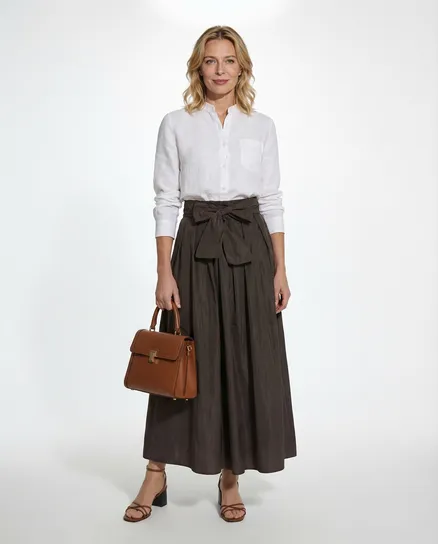 Taftrock Maxi in braun von Made in Italy