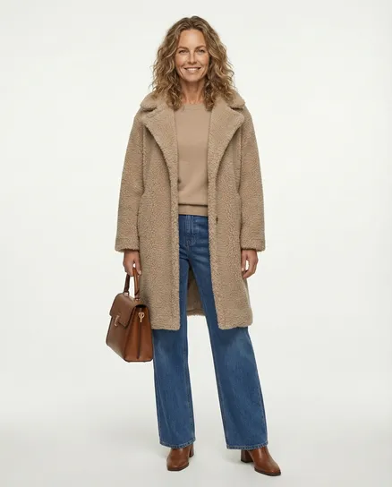 Teddyfell-Mantel in camel von Made in Italy