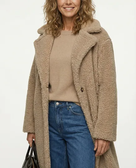 Teddyfell-Mantel in camel von Made in Italy