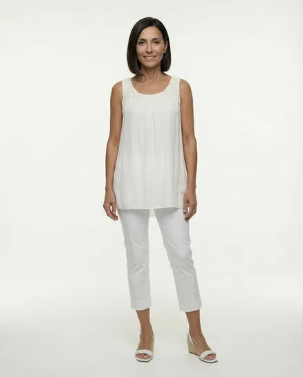 Top mit H�kelspitze in creme von Sophyline