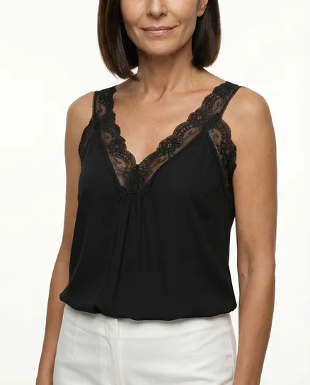 Top mit Spitze in schwarz von Made in Italy