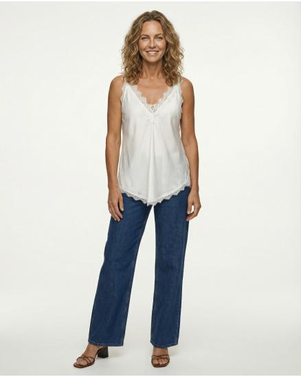 Top mit Spitze in weiss von Made in Italy