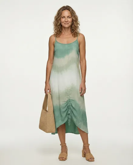Tr�gerkleid Batik in khaki von Spaziodonna