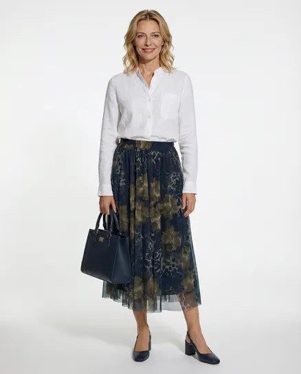 T�llrock Blumen- Leomuster in blau von Made in Italy