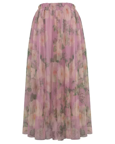 T�llrock Blumenmuster in rosa von Made in Italy