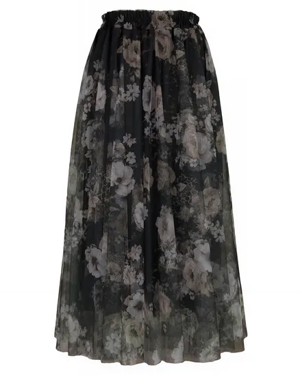 T�llrock Blumenmuster in schwarz von Made in Italy