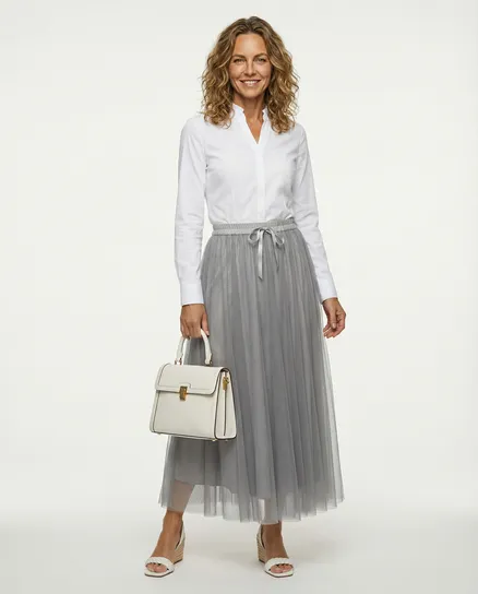 T�llrock einlagig in grau von Made in Italy