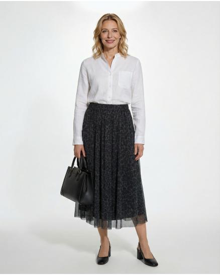 T�llrock Leopardenmuster in grau von Made in Italy