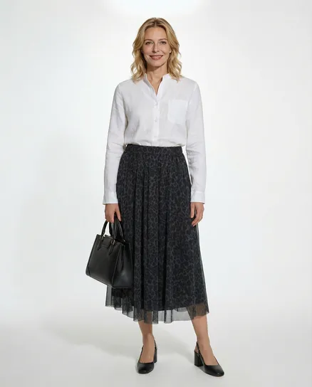 T�llrock Leopardenmuster in grau von Made in Italy