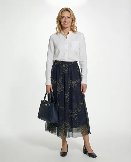 T�llrock mit Leoprint in dunkelblau von Made in Italy