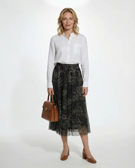 T�llrock mit Leoprint in schwarz von Made in Italy