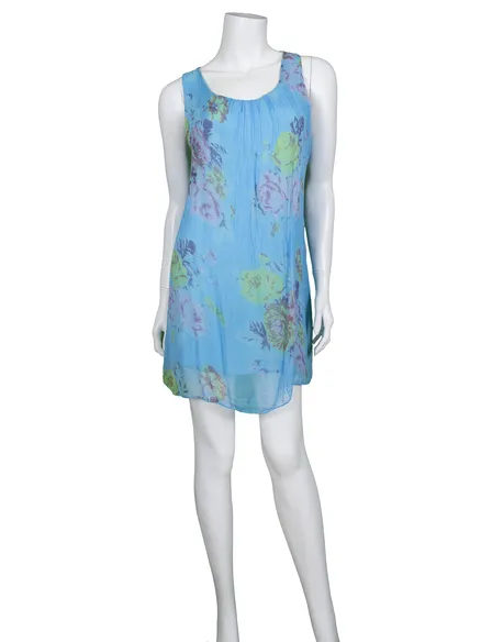 Seidentunika Floral in t�rkis von Moda