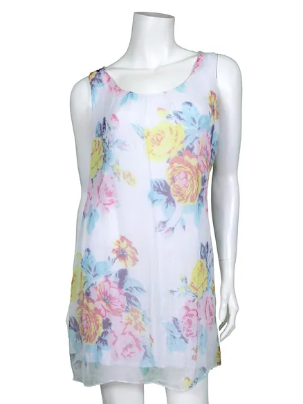 Seidentunika Floral in wei� von Moda