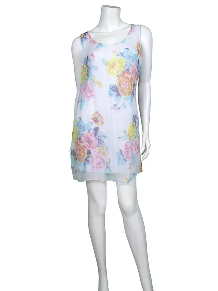 Seidentunika Floral in wei� von Moda