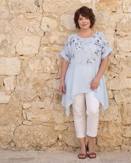 Tunika Baumwolle in hellblau von Made in Italy